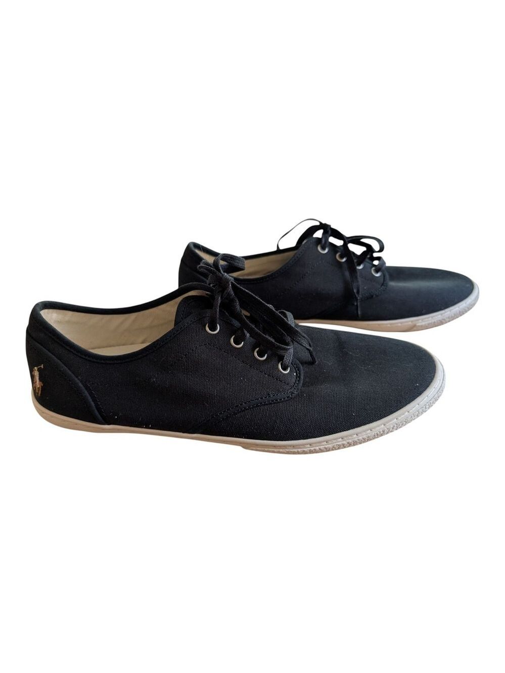 Polo Ralph Lauren Ethan Black Sneaker Mens 10.5 Flesh Pony Logo Classic Casual - Picture 1 of 8